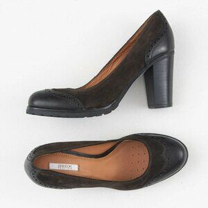 [EUC] GEOX Respira Amphibiox Leather/Suede Block Heel Pumps